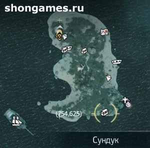 Карта сокровищ (749,625). Клад на острове Соленая Лагуна в Assassins Creed 4: Black Flag
